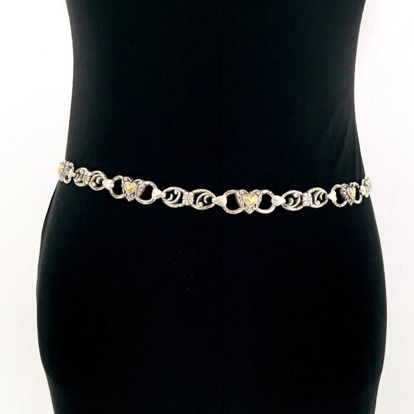 Vintage Silver & Gold Tone Hearts Chain Link Belt Sz M 35”Inches - Picture 8 of 10